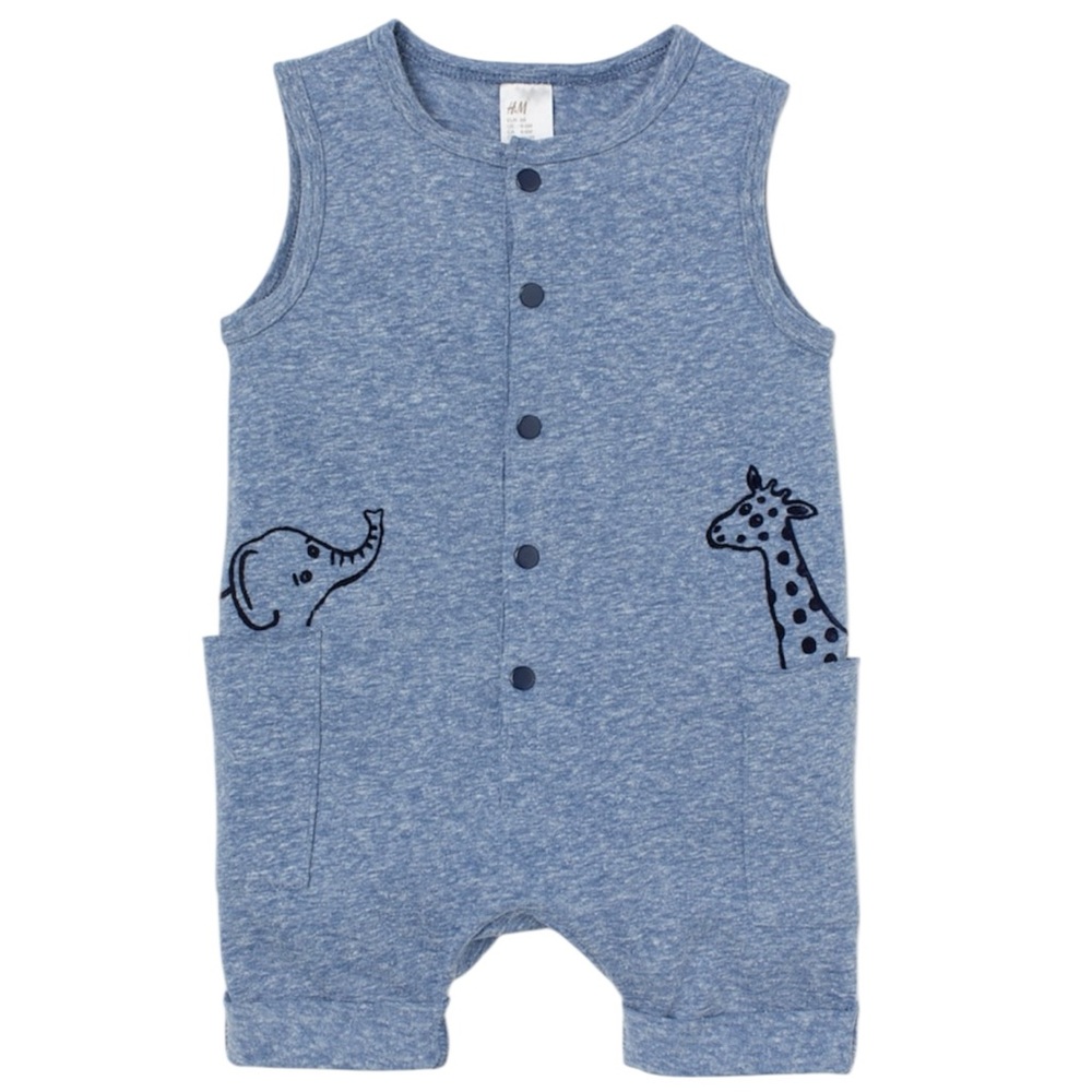 H&M Flock-print romper suit - Blue marl